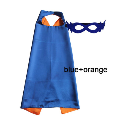 Kids Superhero Cape with Mask Reversible Satin Costume