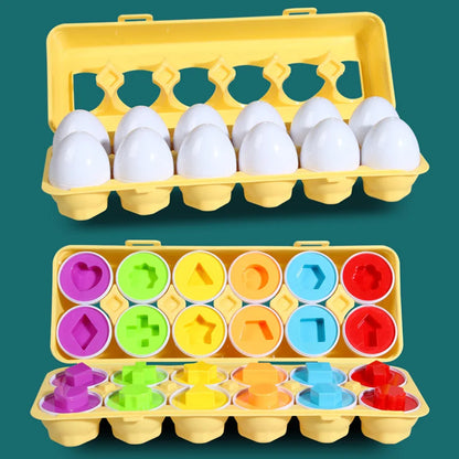 12-Piece Montessori Matching Eggs – Color & Shape Sorter