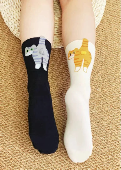Funny Cat Socks 4 Pairs Cartoon Mid Tube Casual Socks