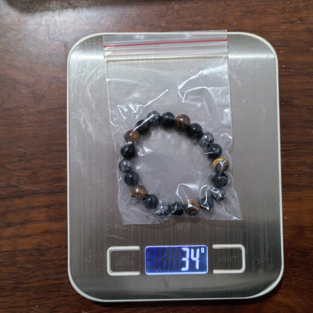 Tiger Eye Bead Bracelet – Natural Obsidian & Hematite Bracelet