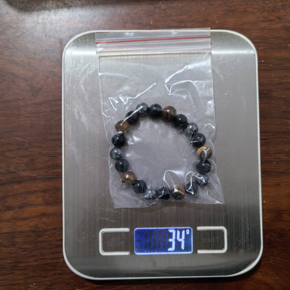 Tiger Eye Bead Bracelet – Natural Obsidian & Hematite Bracelet