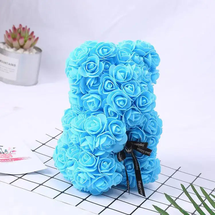 Rose Bear Gift 25cm Artificial Teddy Rose Bear with Box