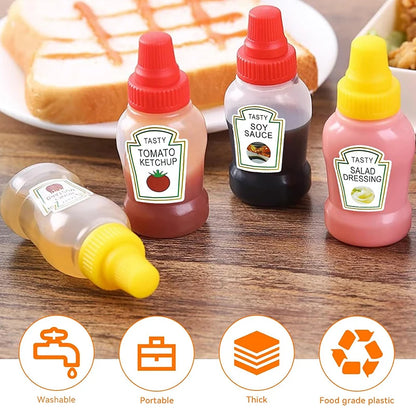 Mini Condiment Squeeze Bottles – Portable Sauce Containers for Lunch Boxes
