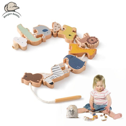 Wooden Animal Threading Toy for Toddlers