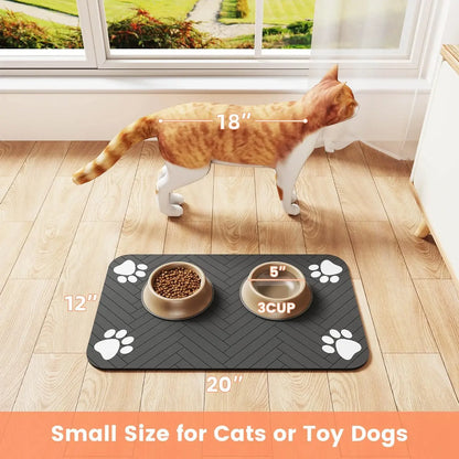 Pet Feeding Mat-Absorbent Pet Placemat for Food and Water Bowl with Waterproof Rubber Backing Quick Dry Water Mat for Dog Cat