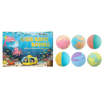 Kids Bath Bomb Gift Set Colorful Fizzy Spa Balls 6 Pack