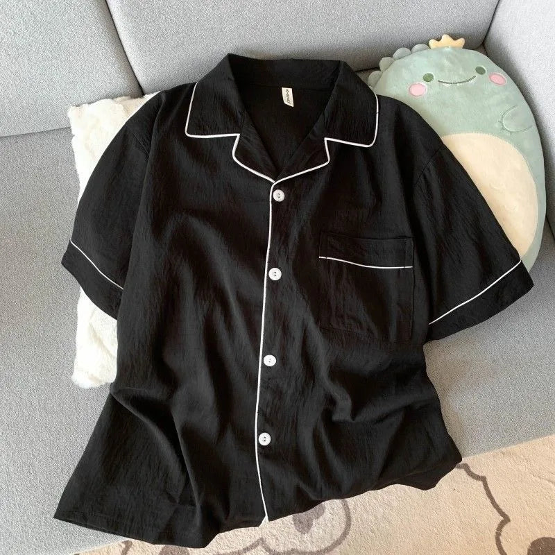 Men's Slim Fit Pajama Set Short Sleeve Summer Loungewear