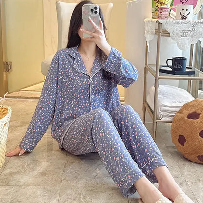Women's Floral Pajama Set 2 Piece Viscose Long Sleeve Sleepwear