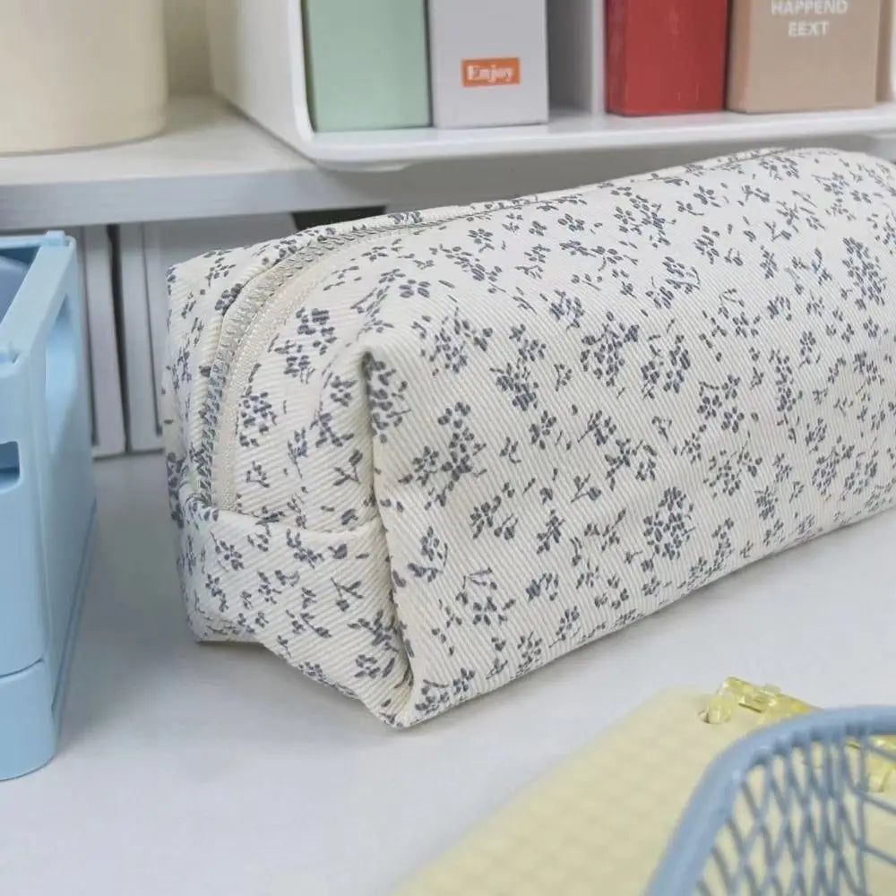 Floral Pencil Case Large Capacity Canvas Pen Bag