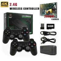 4K Retro Game Console Wireless Gaming Stick with Dual Controllers