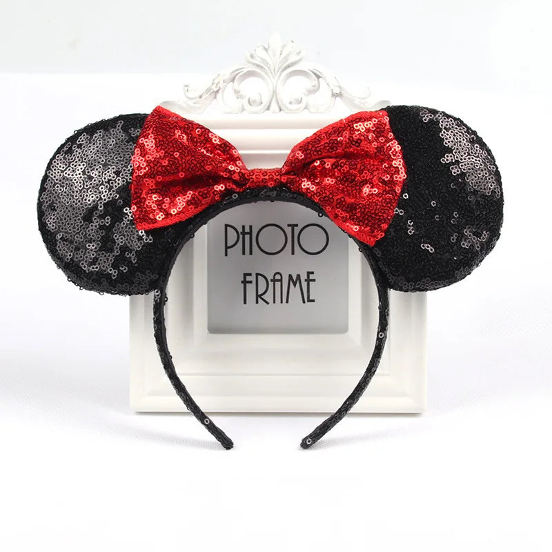 Mouse Ears Headband with Sequin Bow for Parties & Cosplay