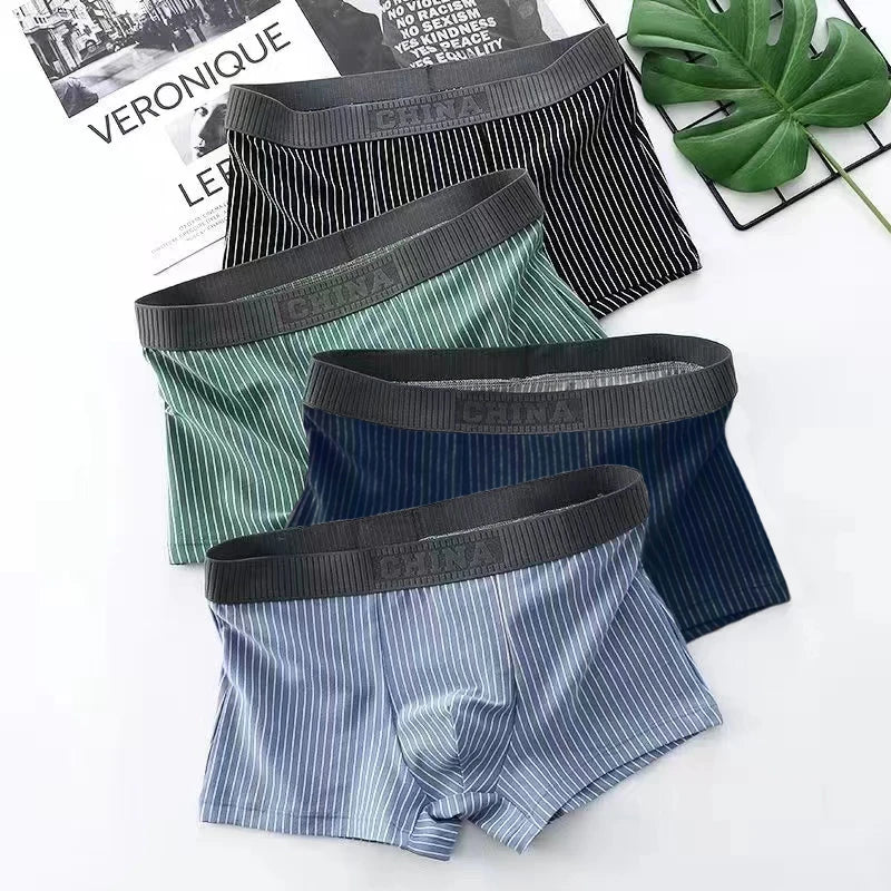 Men's Cotton Boxer Shorts 4PCS Breathable Printed Underwear