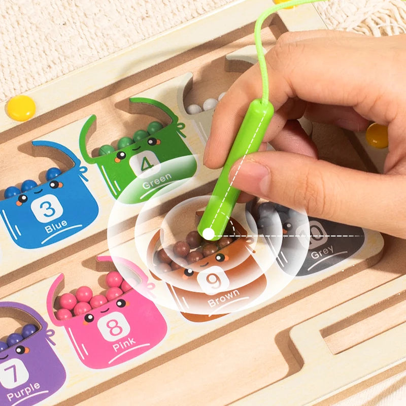 Wooden Magnetic Color Number Maze with Drawing Board