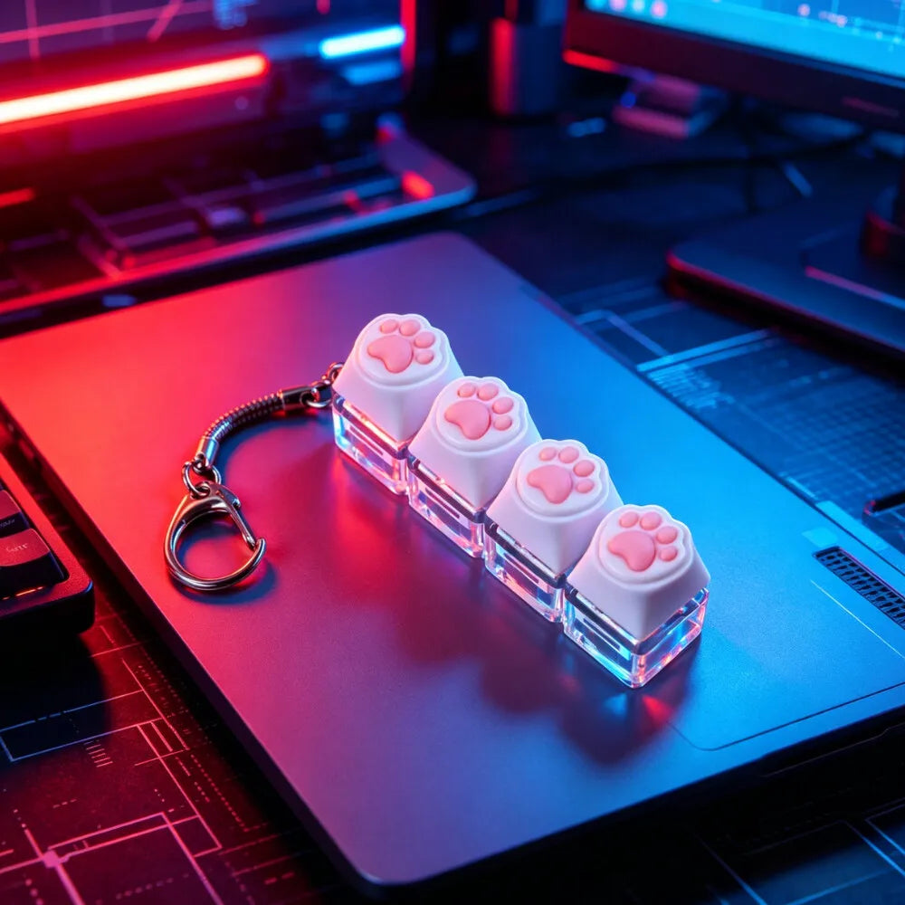 LED Keyboard Keychain Fidget Toy Crystal Clicker Sensory Gadget