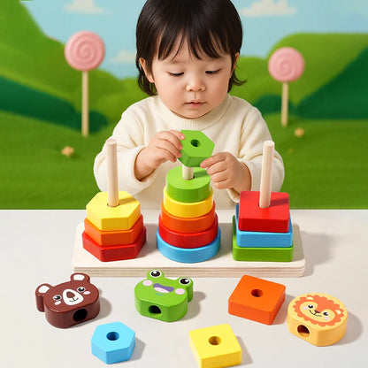 Wooden Sorting Toy, Montessori Stacking Blocks