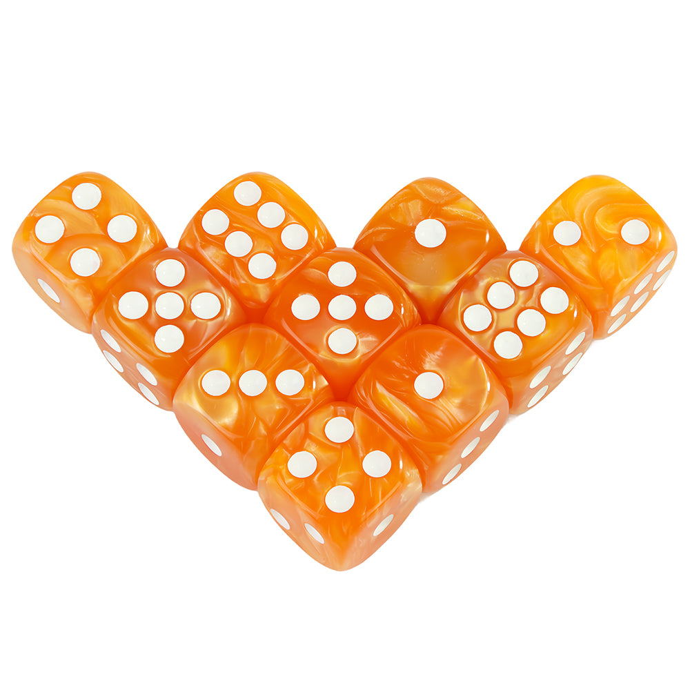 Acrylic Dice Set 10 Piece 16mm Marble D6 Game Dice