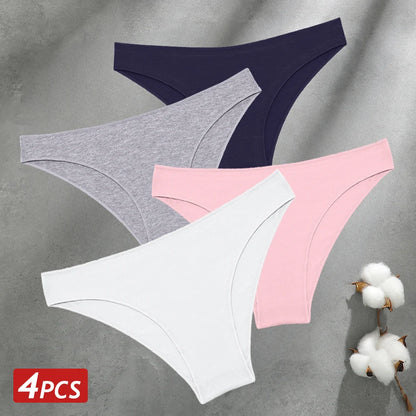 Cotton Seamless Panties 4PCS Women's Low Rise Briefs
