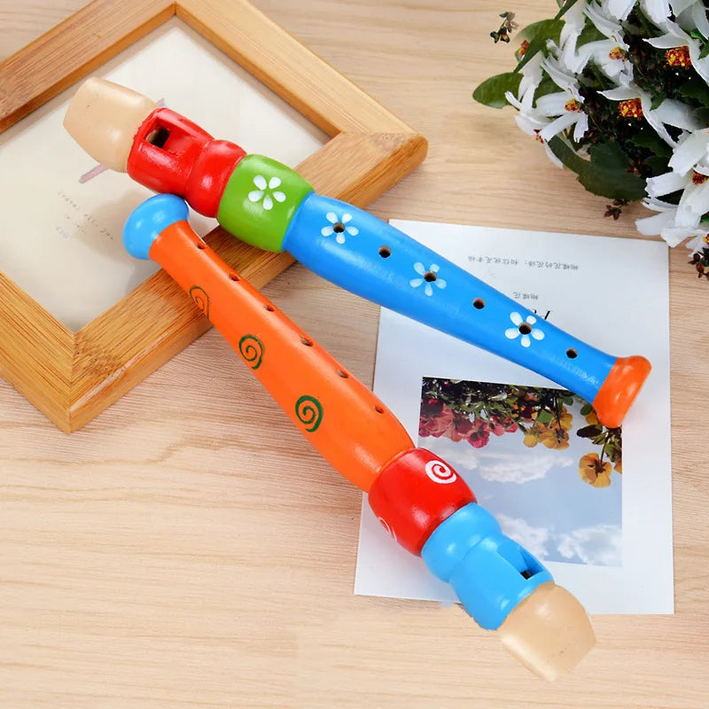 Wooden Flute for Kids, Colorful Beginner Instrument