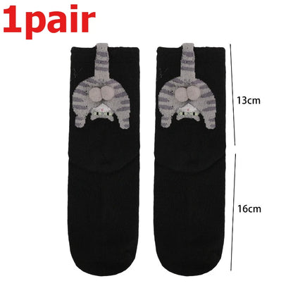 Funny Cat Socks 4 Pairs Cartoon Mid Tube Casual Socks