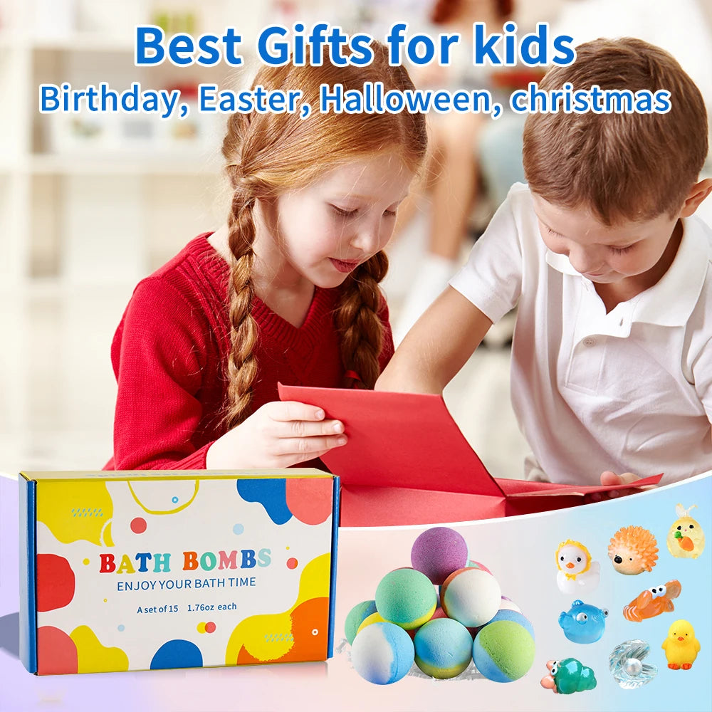 Kids Bath Bomb Gift Set 15 Pack with Surprise Toys