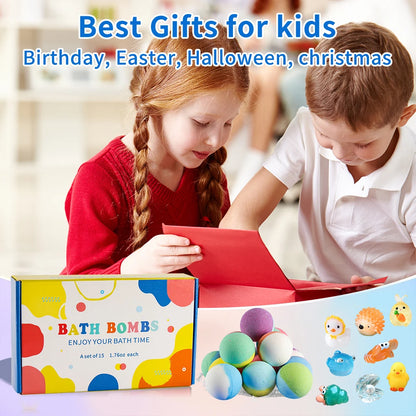 Kids Bath Bomb Gift Set 15 Pack with Surprise Toys