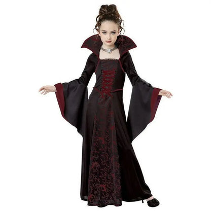 Kids Vampire Costume Gothic Halloween Dress with Accessories