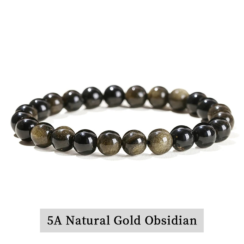 Natural Stone Bead Bracelet – Crystal Gemstone Stretch Bracelet