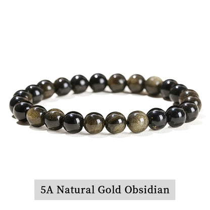 Natural Stone Bead Bracelet – Crystal Gemstone Stretch Bracelet