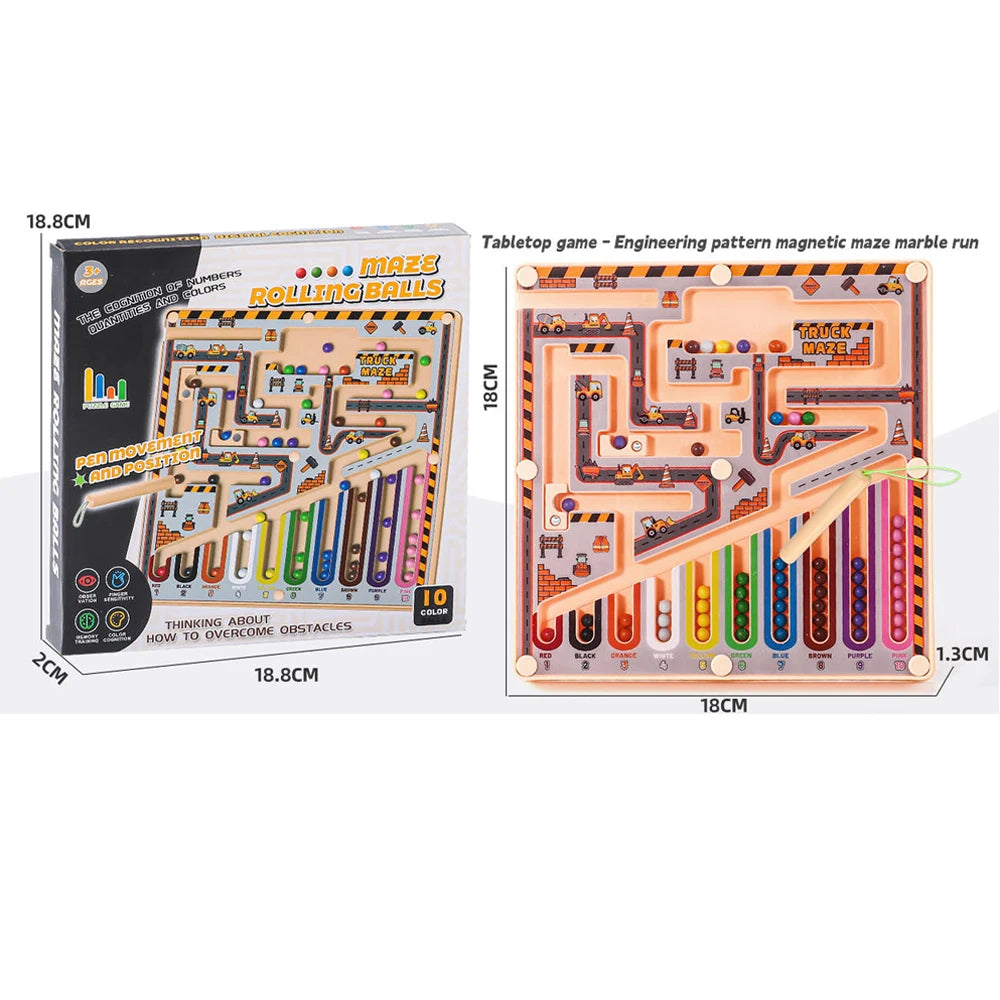 Magnetic Maze Rolling Ball Logic Toy for Kids