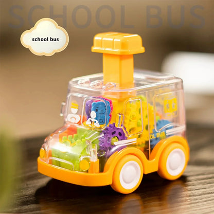 Transparent Gear Car Toy Inertia Push and Go Car for Kids