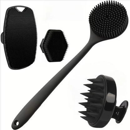 Silicone Body Scrubber Set 4PCS Exfoliating Bath Brushes