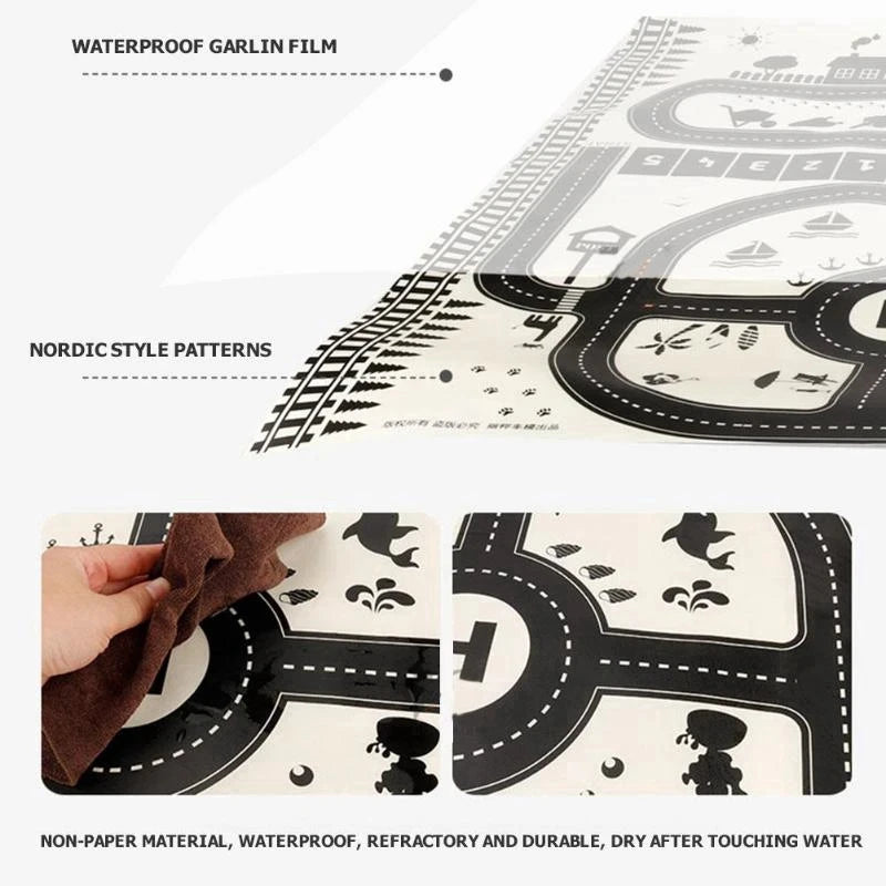 City Parking Lot Play Mat for Kids – Road Map Car Track & Educational Toy