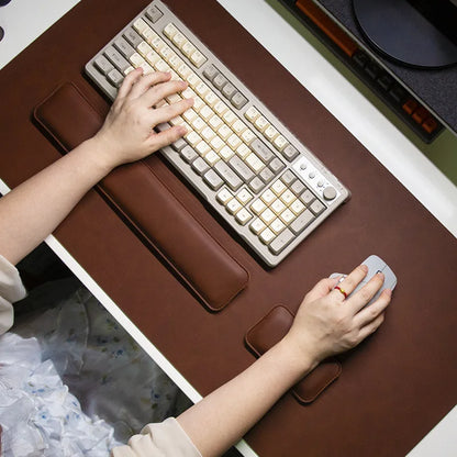 Large PU Desk Mat with Wrist Rest – Waterproof Non-Slip Mouse Pad
