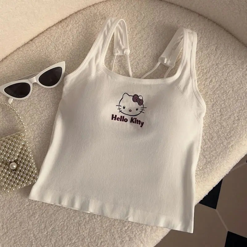 Hello Kitty Printed Tank Top – Cute Summer Cami with Built-In Padding