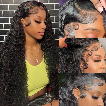 Brazilian Deep Wave Wig 13x6 HD Lace Glue less Human Hair