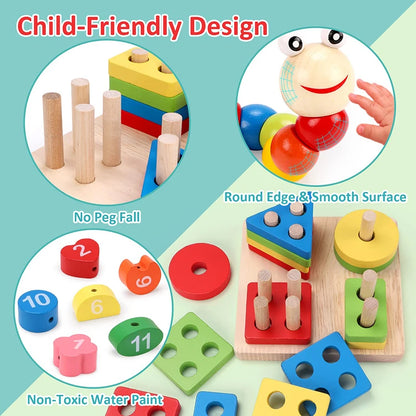 Wooden Baby Puzzles 3D Early Learning Educational Toy