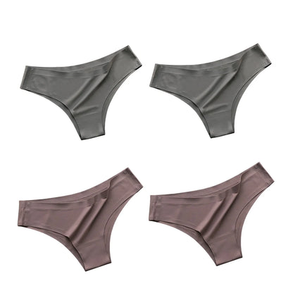 Seamless Brazilian Panties 4PCS Ice Silk Low Rise Briefs