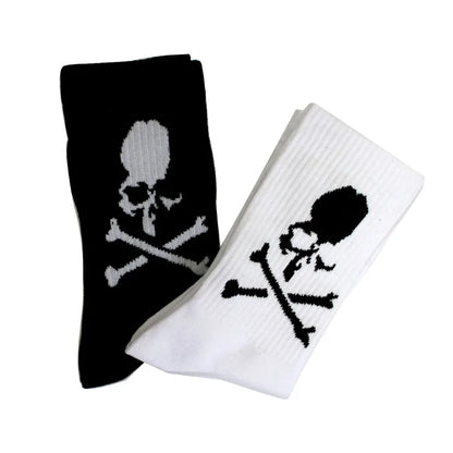 New Fashion Men Socks Cotton White Black Socks Women skateboard socks creative Halloween bone Long Socks Basketball Socks