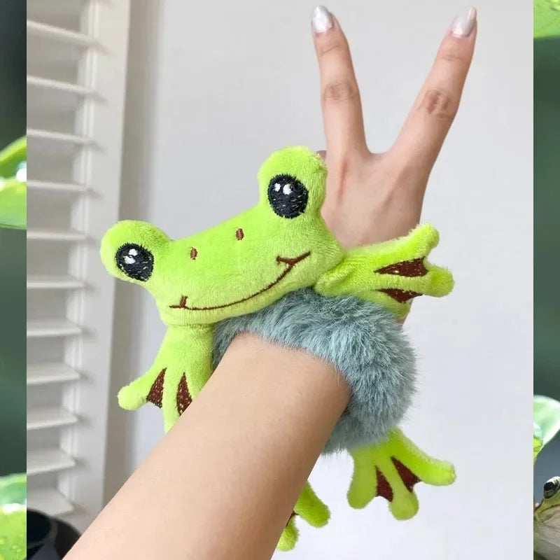 Frog Plush Hair Scrunchie Cute Elastic Ponytail Hair Band