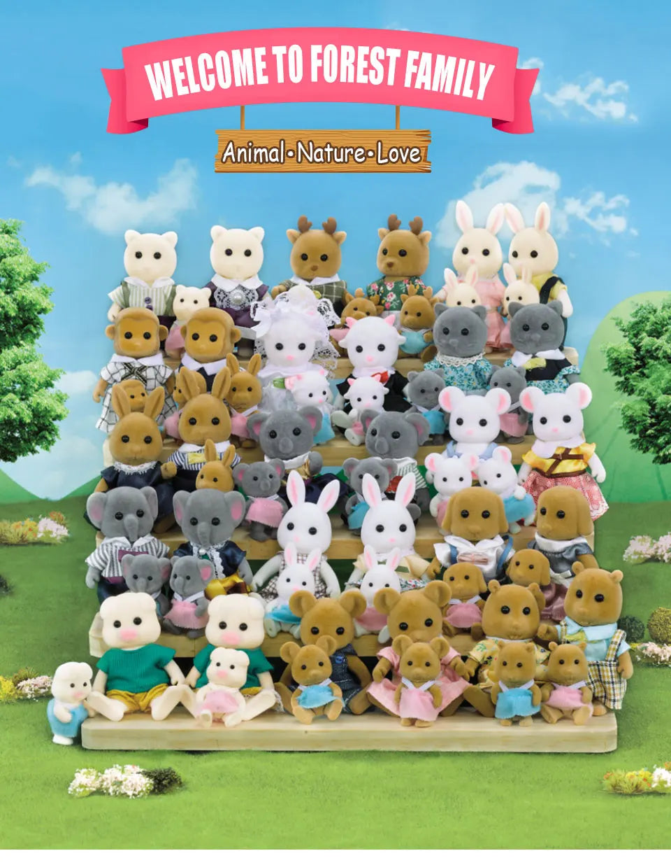 1:12 Mini Animal Doll Forest Family Dollhouse Figure
