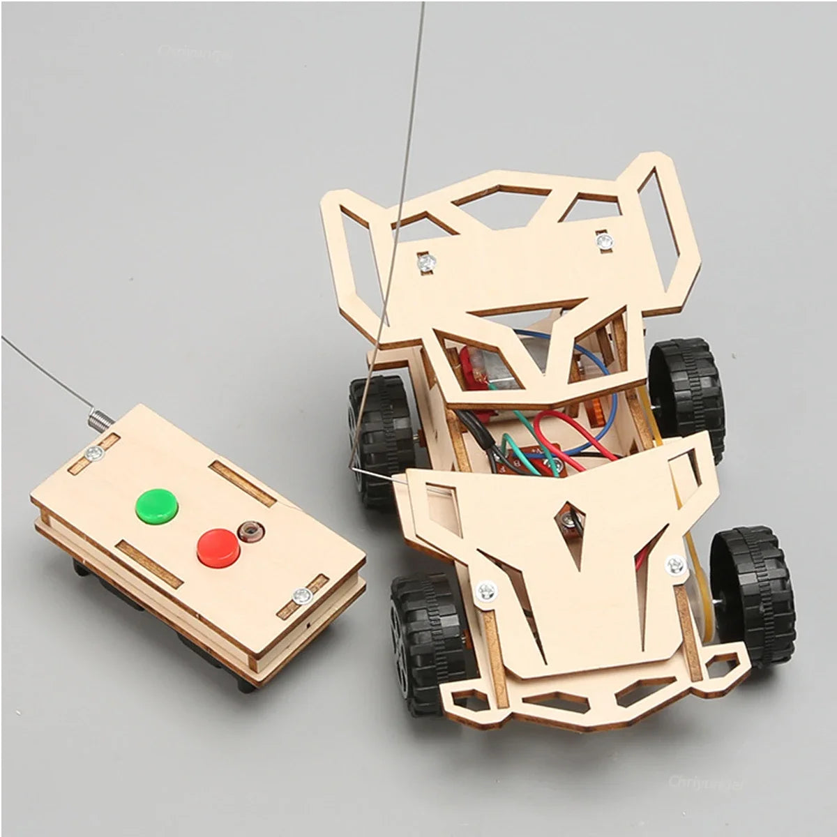 DIY Wooden Remote Control Car STEM Four Wheel Drive Assembly Kit