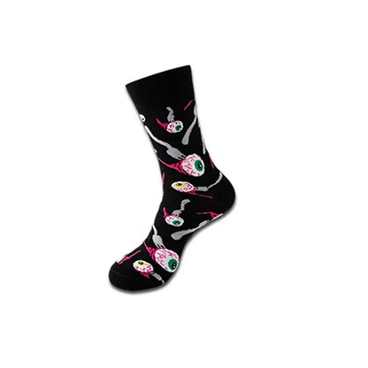 1/8 Pairs Unisex Halloween Printed Mid Tube Socks Fashionable Skull Pumpkin Sweat Absorbing Breathable All Season Casual Socks