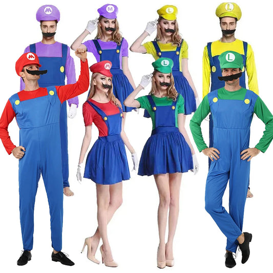 Super Luigi Costume Adult Cosplay Jumpsuit Dress Set