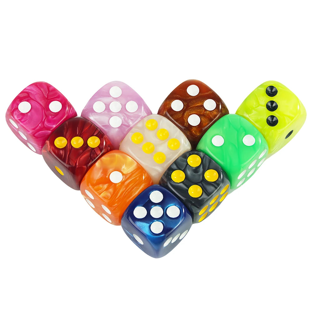 Acrylic Dice Set 10 Piece 16mm Marble D6 Game Dice