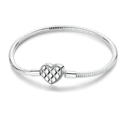 925 Sterling Silver Heart Bracelet with Zircon Accent