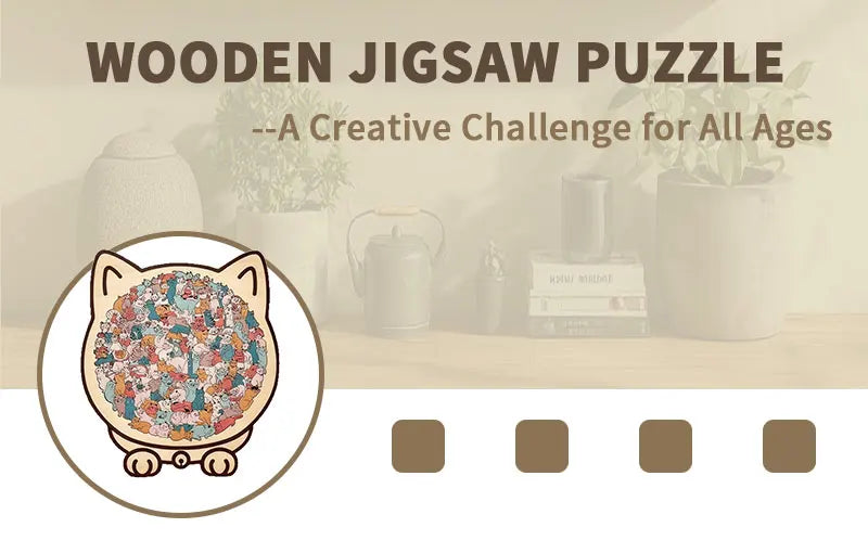 Cat Shape Wooden Puzzle with Stand – Unique Animal Jigsaw