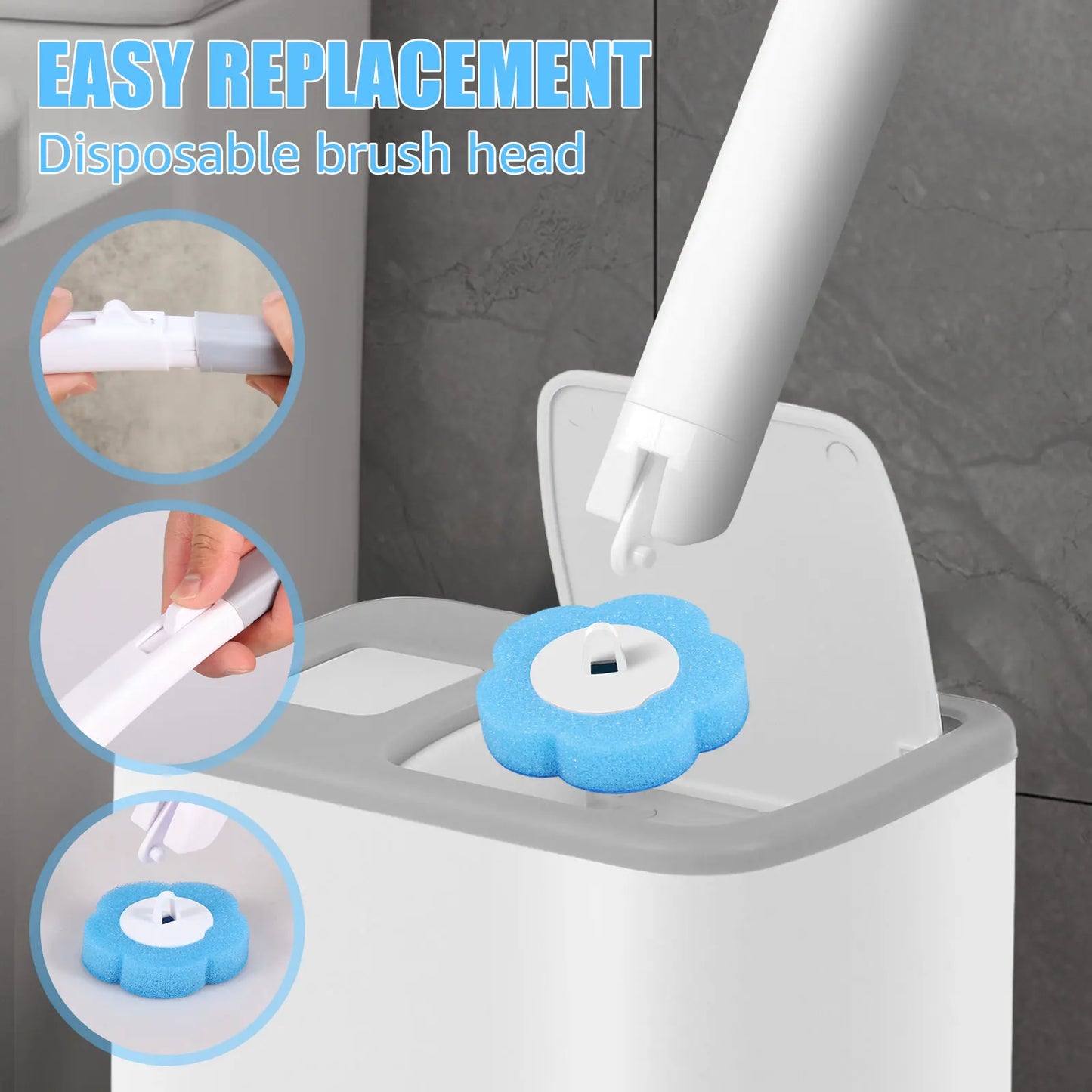 Disposable Toilet Brush Set with Holder & Refills