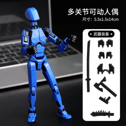 T13 Multi-Joint Robot Action Figure with Dog – 14cm Poseable Model