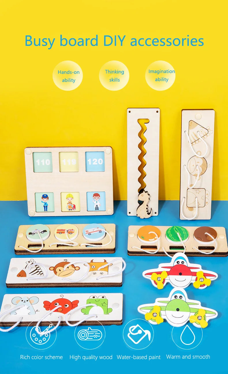 Busy Board Accessories DIY Montessori Wooden Lock Set