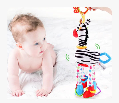 Baby Plush Rattle Toy with Teether Giraffe Zebra Handbell